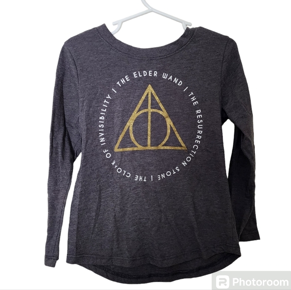 Harry Potter Girl's Long Sleeve Shirt - Deathly Hallows Symbol - Picture 1 of 3